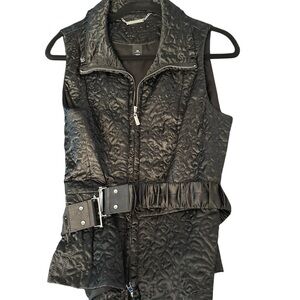 White House Black Market Medium Black Sleeveless Vest with optional Belt